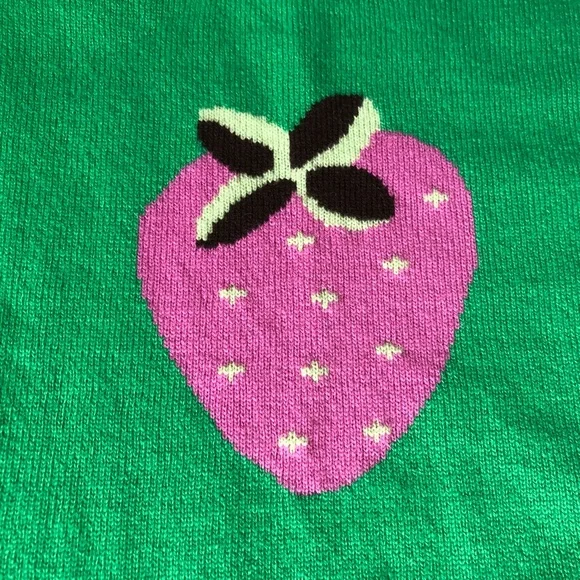 Lilly Pulitzer NWT pink green strawberry cashmere knit jumper XS *has flaw* - Picture 4 of 6